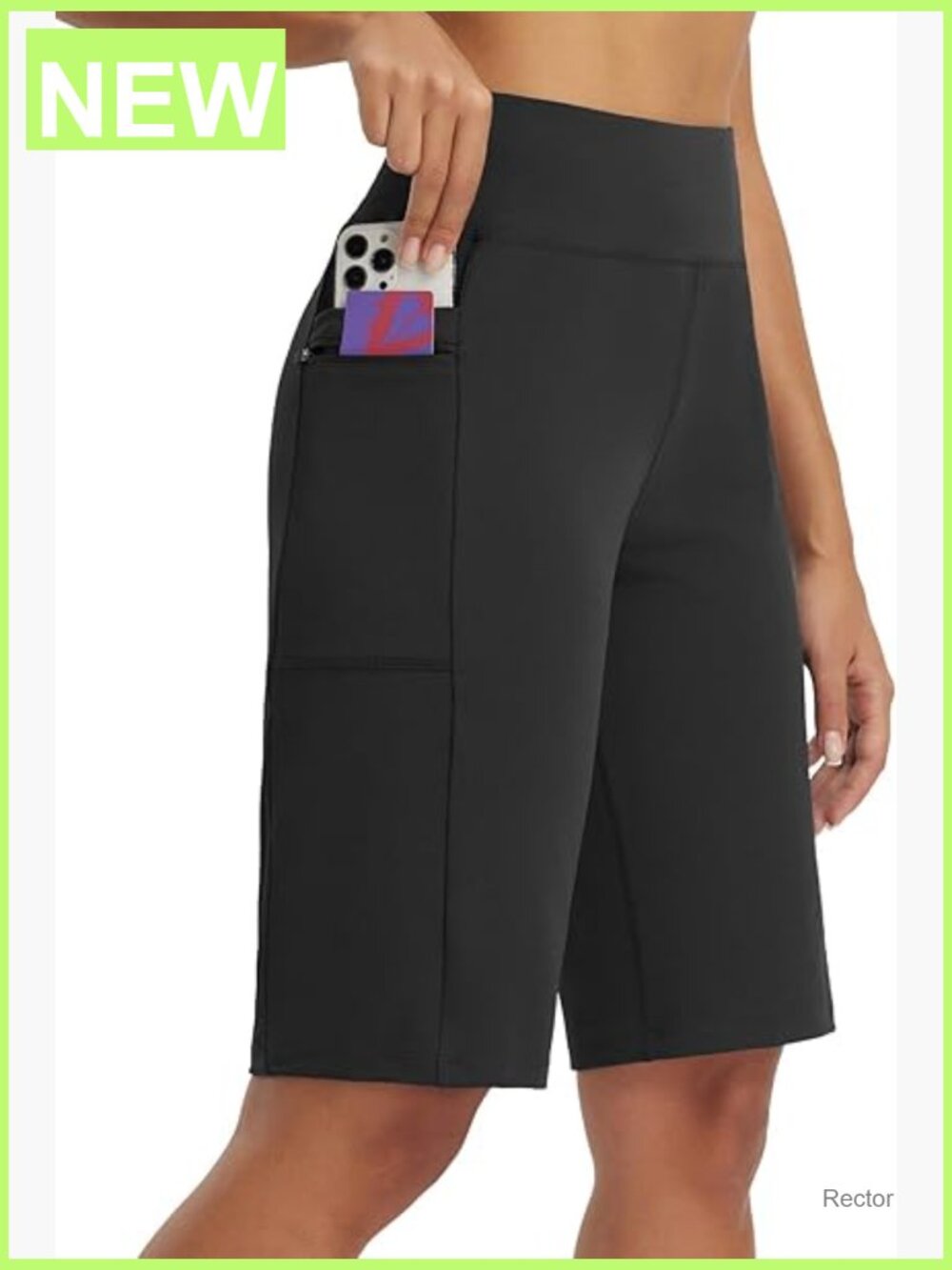 Women's 12" Bermuda Shorts High Waist Running Athletic Quick Dry Zip Pocket
